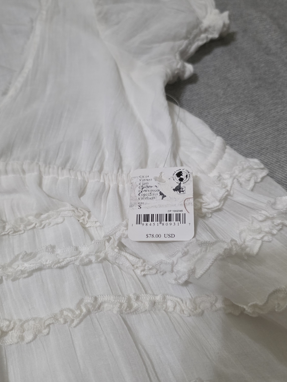 Free People Darcy White Ruffled Mini Dress with Tie Waist - Picture 11 of 15